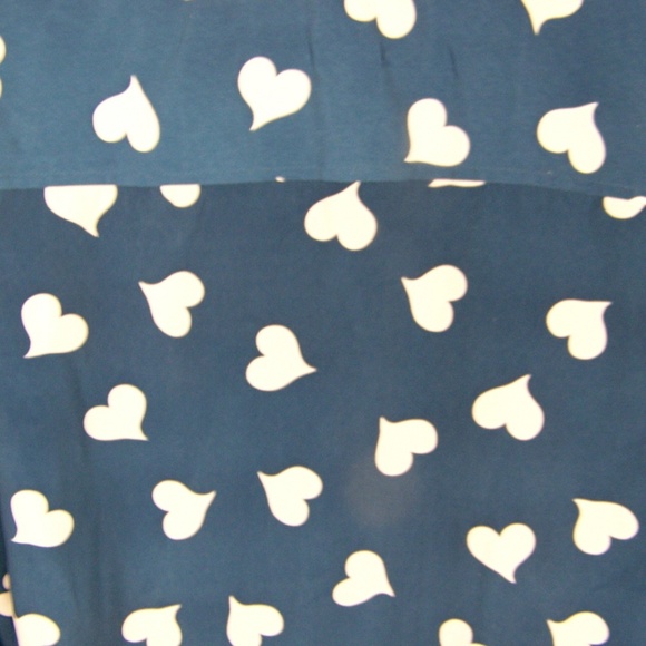 LC Lauren Conrad Button Down Top Navy w/ Hearts L - Picture 4 of 6